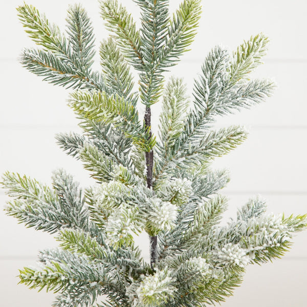 18” Artificial Flocked Fir Christmas Tree in Woven Basket