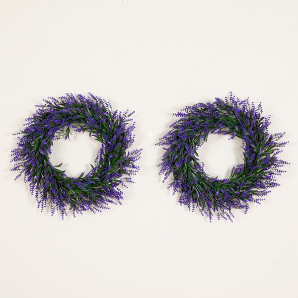 18” Artificial Lavender Wreath - Set of 2