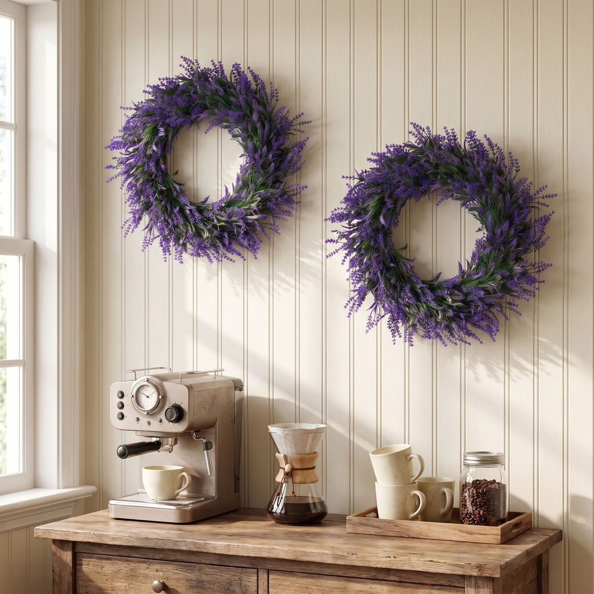 18” Artificial Lavender Wreath - Set of 2