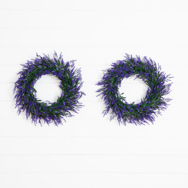 18” Artificial Lavender Wreath - Set of 2