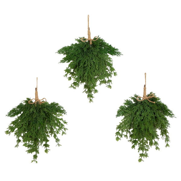 18” Artificial Real Touch Cedar Teardrop - Set of 3