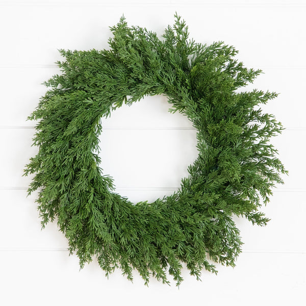 18” Artificial Real Touch Cedar Wreath