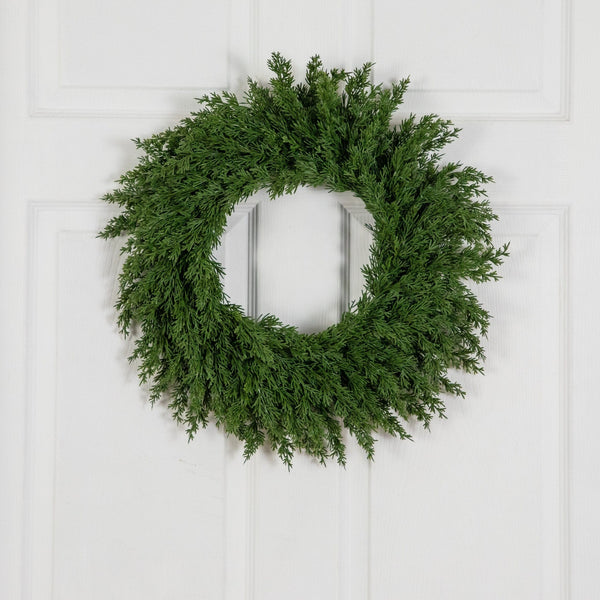 18” Artificial Real Touch Cedar Wreath