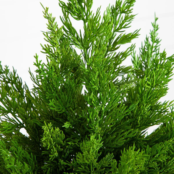 18” Artificial Real Touch Winter Cypress Bush in Moss Planter
