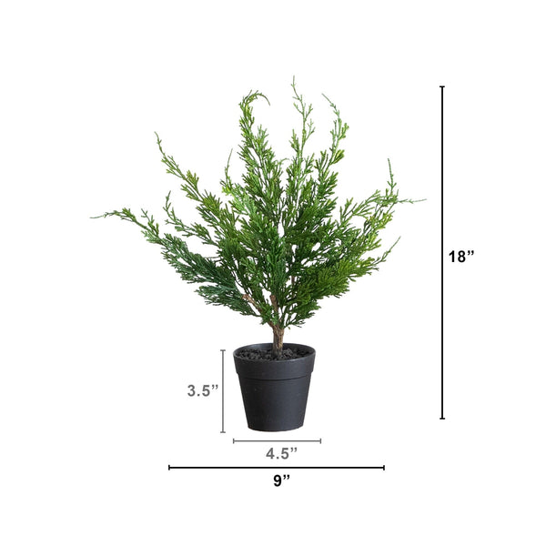 18” Artificial Real Touch Winter Mini Cypress Tree - Set of 2