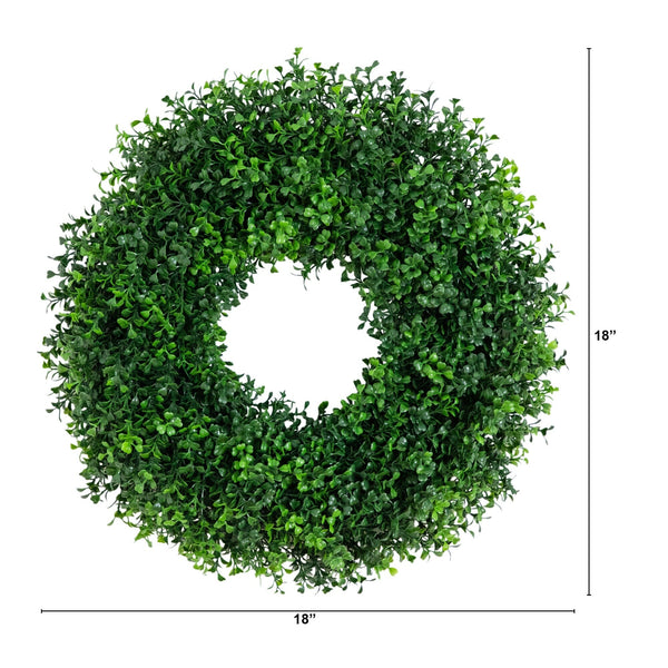 18" Pre-Lit Artificial Boxwood Wreath with 25 Warm White LED Lights