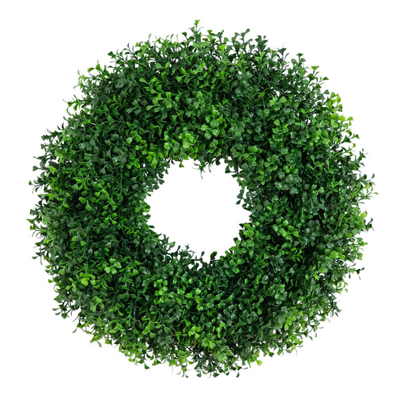 18" Pre-Lit Artificial Boxwood Wreath with 25 Warm White LED Lights