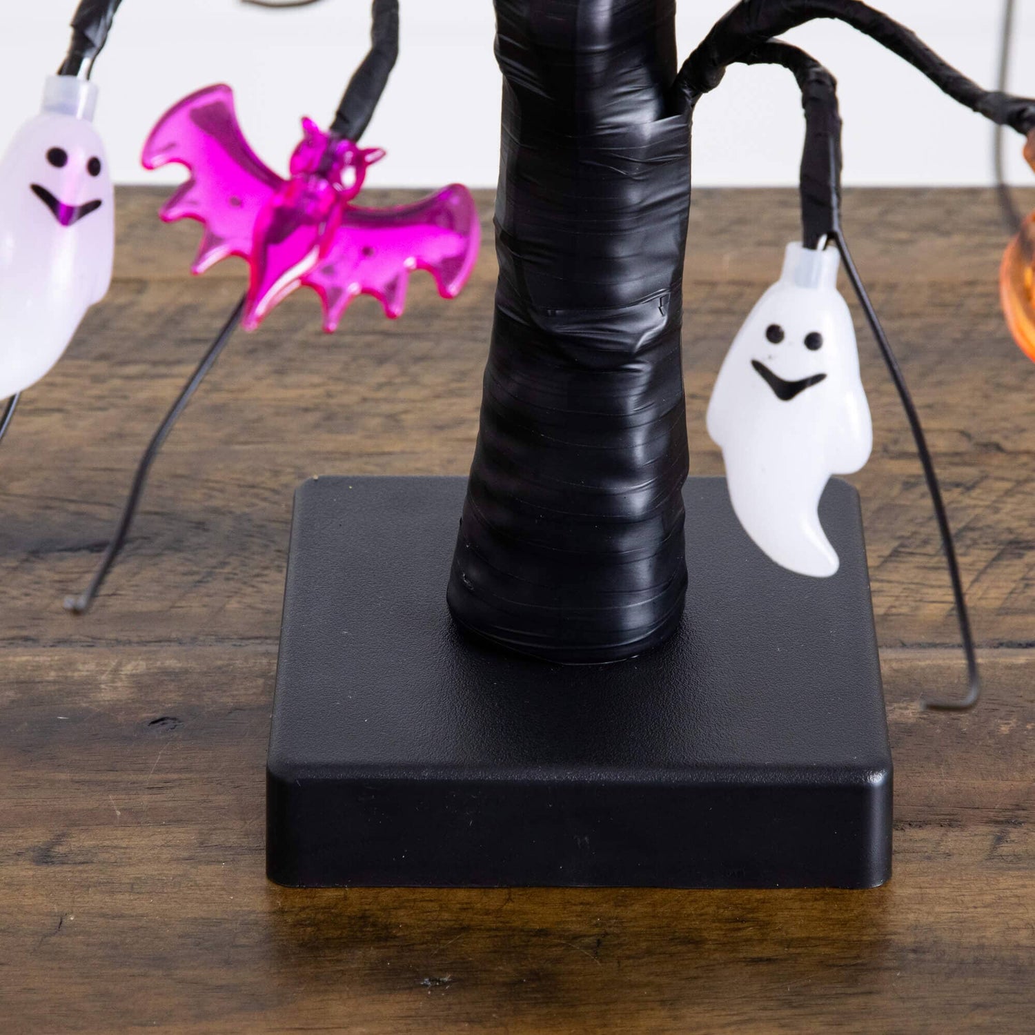 18" Pre-Lit Artificial Halloween Ghost, Bats & Pumpkins 24 LED Lighted Ornament Tree