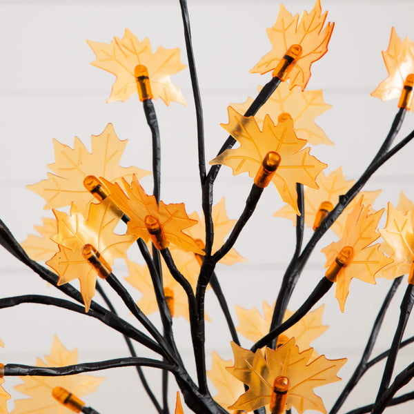 18" Pre-Lit Autumn Artificial Maple Fall Tree with 48 Warm White LED Maple Shaped Lights