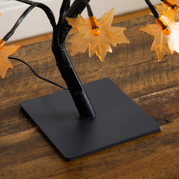 18" Pre-Lit Autumn Artificial Maple Fall Tree with 48 Warm White LED Maple Shaped Lights