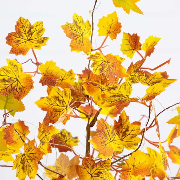 18" Pre-Lit Autumn Maple Artificial Fall Tree with 30 LED String Lights in Burlap Wrapped Base