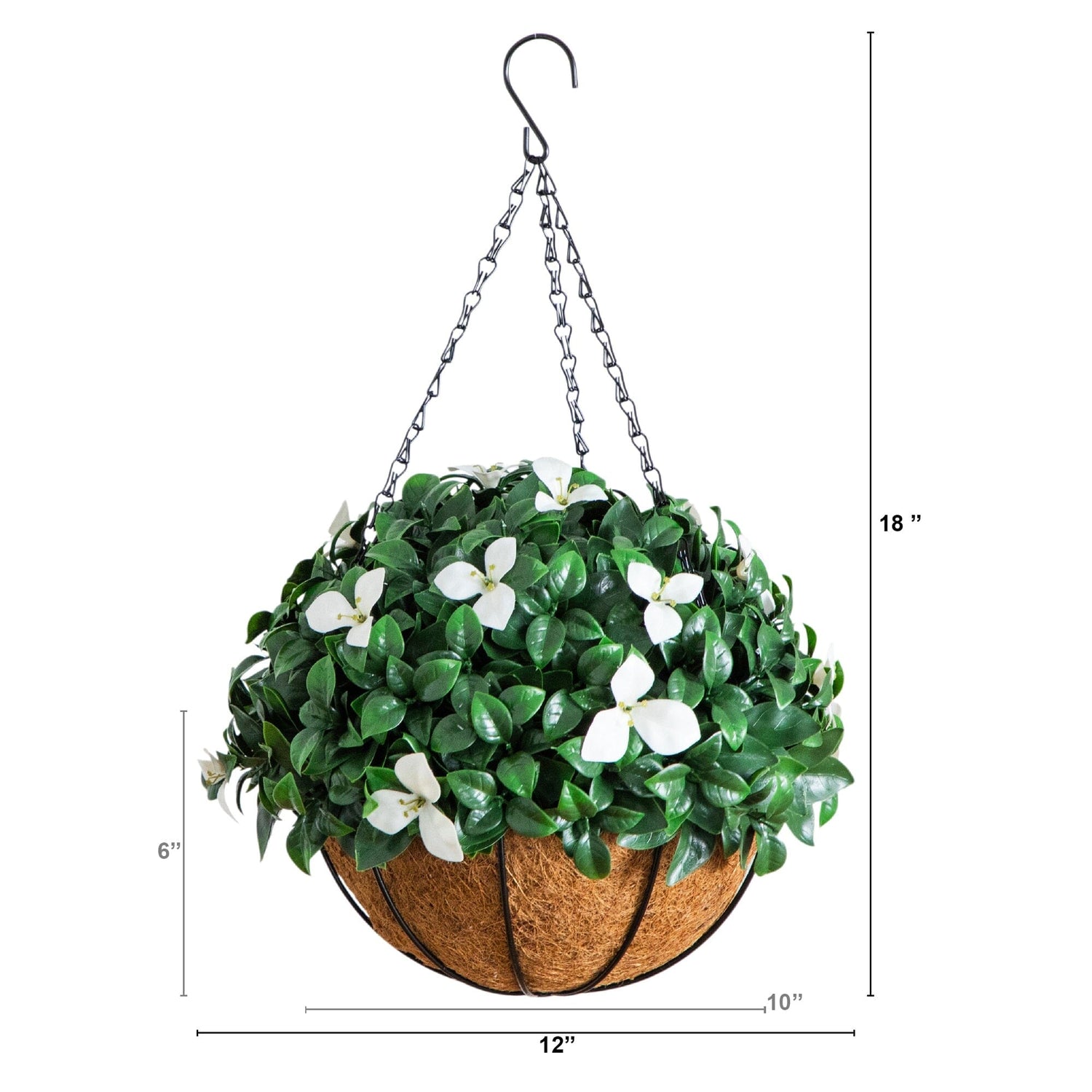18" UV Resistant Artificial Gardenia Hanging Basket (Indoor/Outdoor)