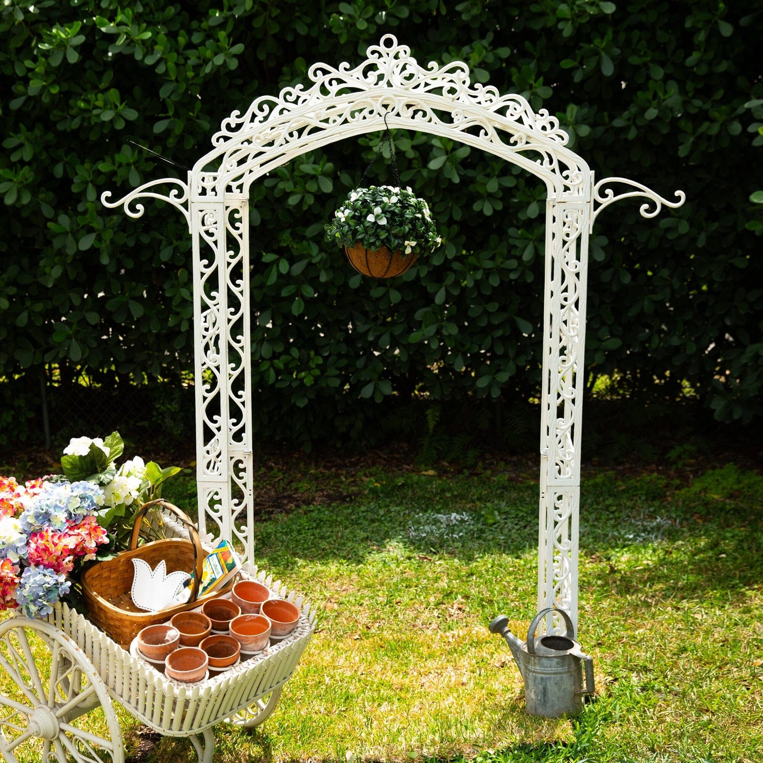 18" UV Resistant Artificial Gardenia Hanging Basket (Indoor/Outdoor)