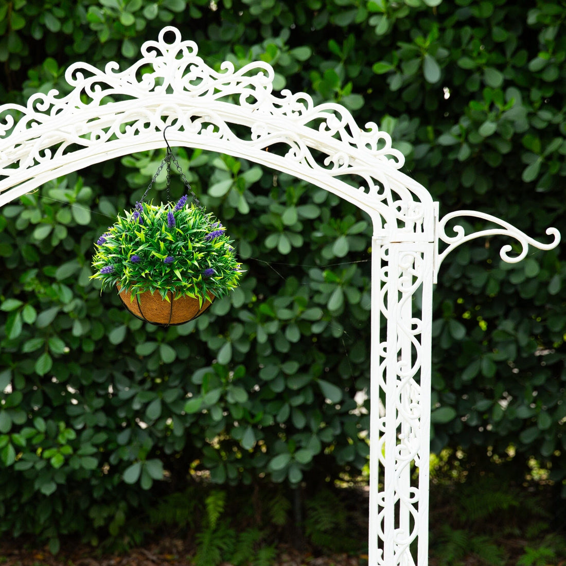 hanging planter trellis Nearly Natural 18in. UV Resistant Artificial Lavender Hanging Basket (Indoor/Outdoor)