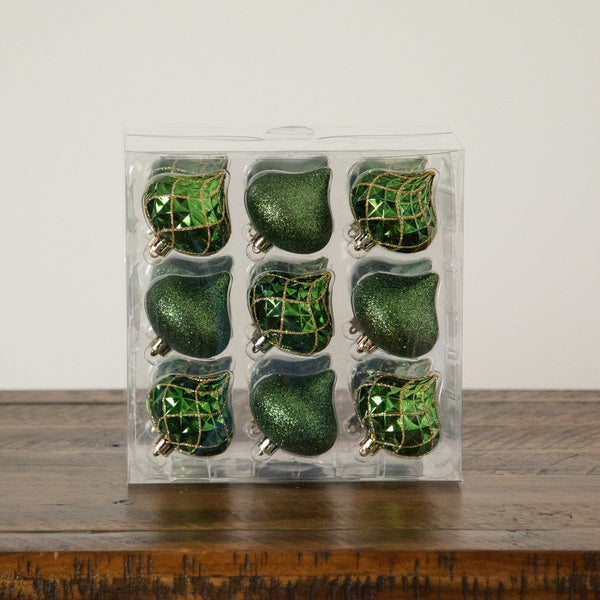 18-pc Green and Gold Teardrop Shatterproof Christmas Ornaments