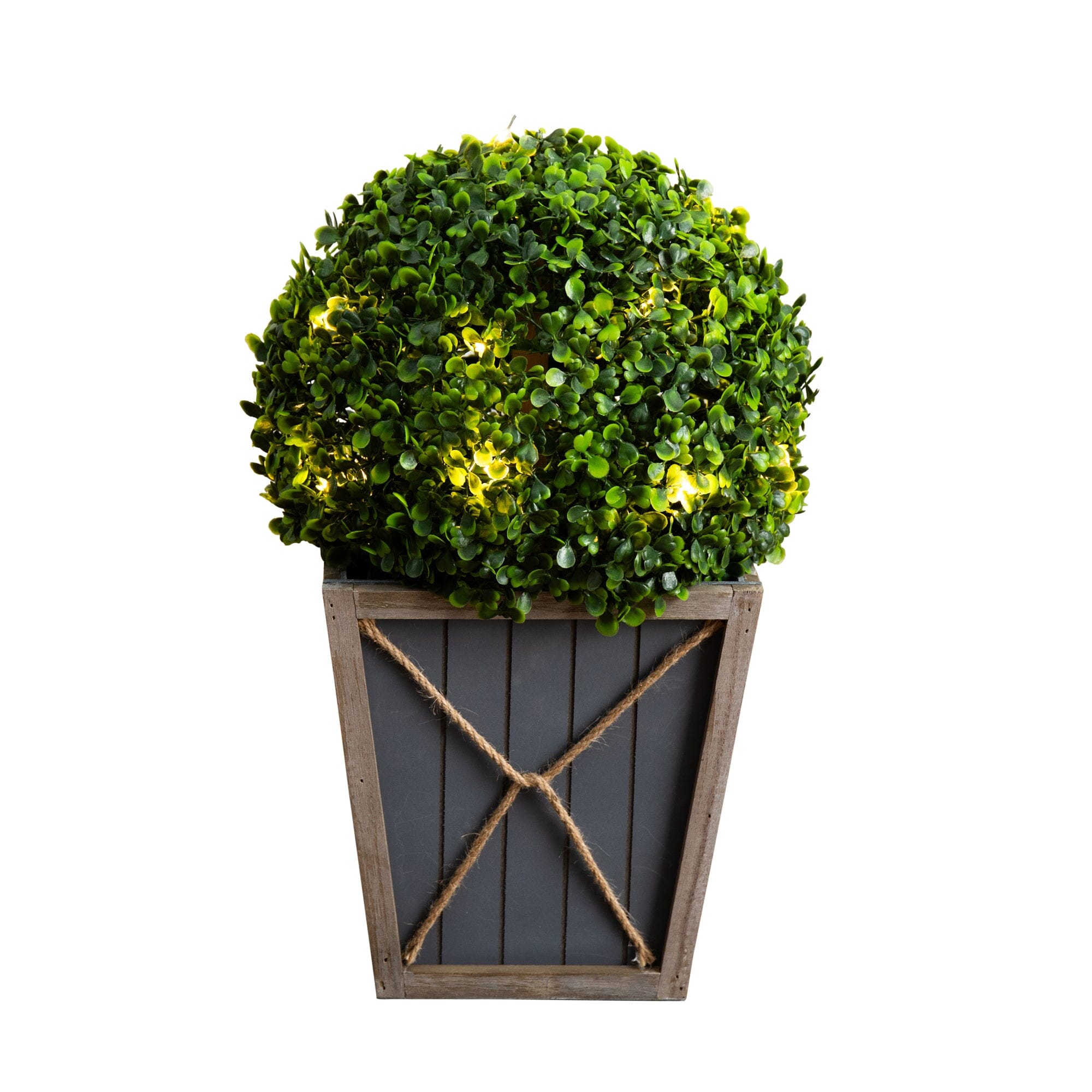 18” UV Resistant Artificial Boxwood Ball Topiary with LED Lights
