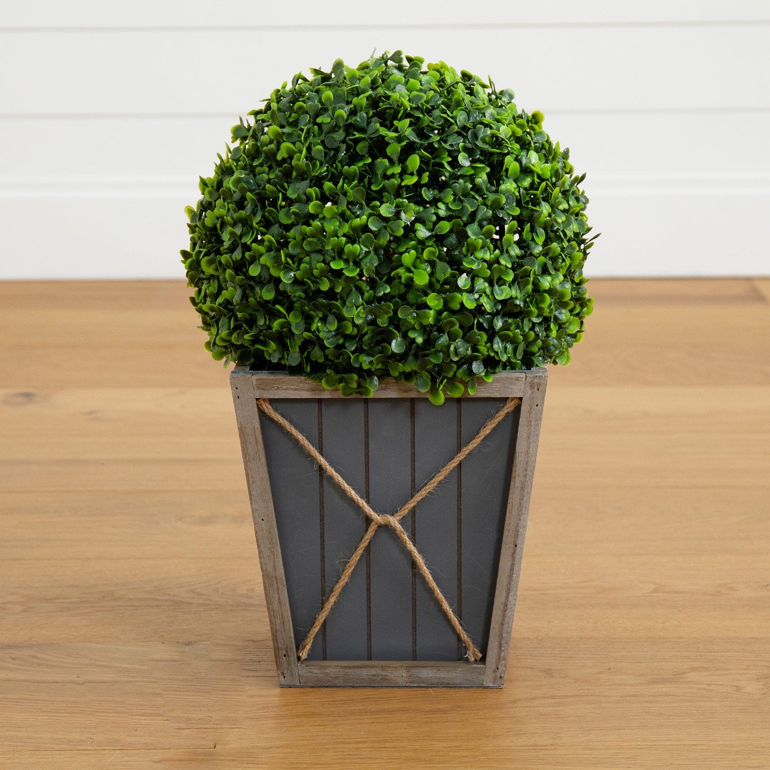 18” UV Resistant Artificial Boxwood Ball Topiary with LED Lights in Decorative Planter (Indoor/Outdoor)