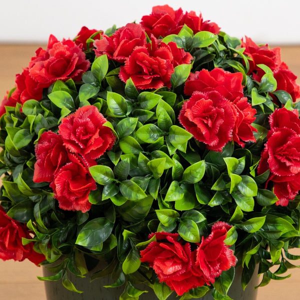 18” UV Resistant Artificial Camellia in Black Decorative Planter (Indoor/Outdoor)