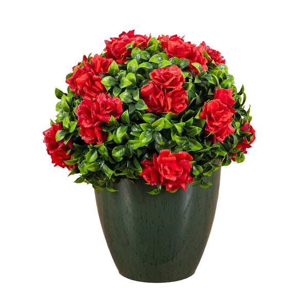 18” UV Resistant Artificial Camellia in Black Decorative Planter (Indoor/Outdoor)