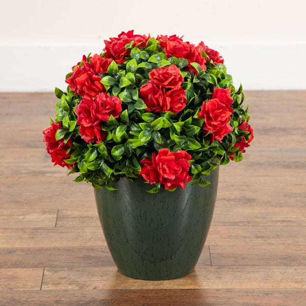 18” UV Resistant Artificial Camellia in Black Decorative Planter (Indoor/Outdoor)