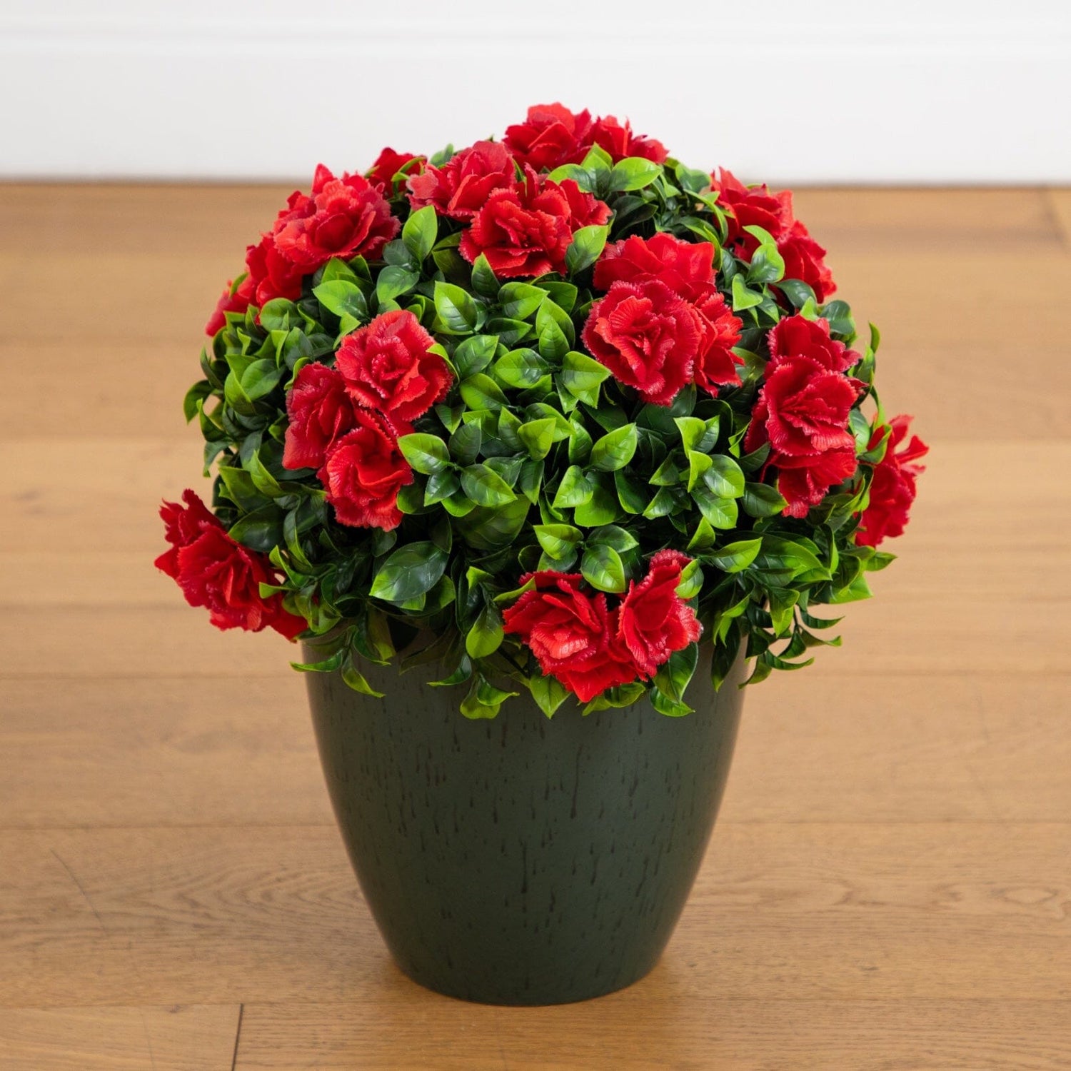 18” UV Resistant Artificial Camellia in Black Decorative Planter (Indoor/Outdoor)