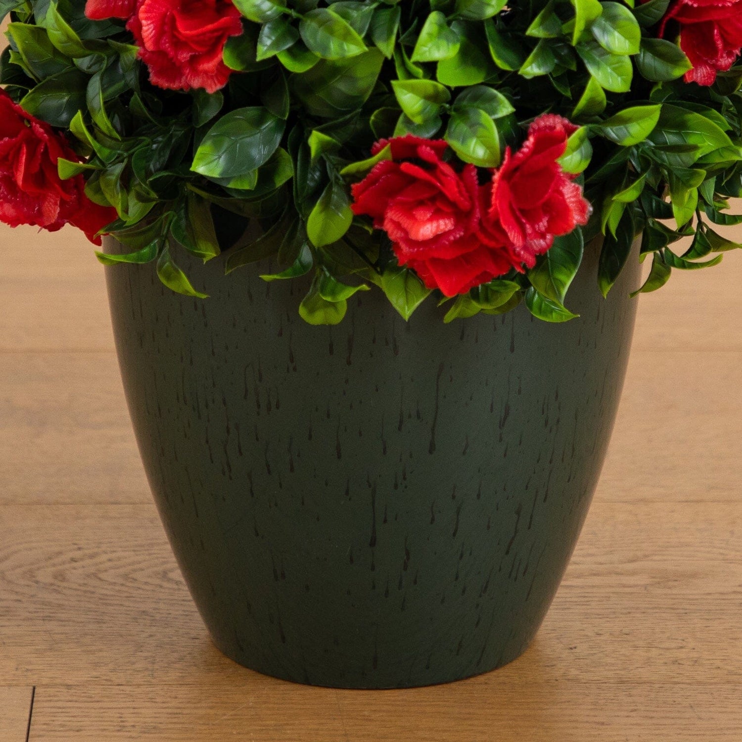 18” UV Resistant Artificial Camellia in Black Decorative Planter (Indoor/Outdoor)