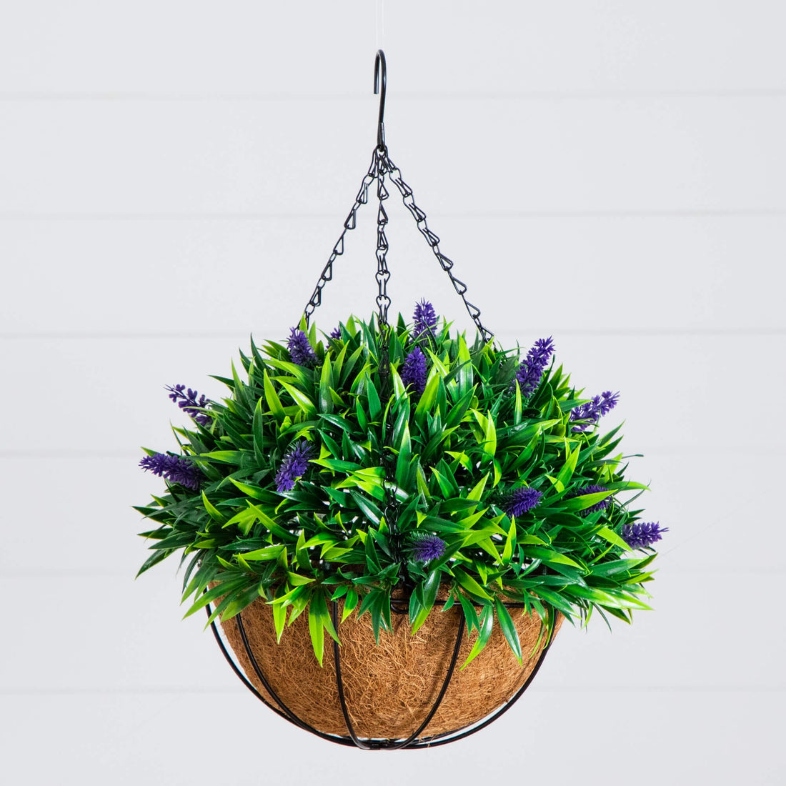 purple hanging planter 18" UV Resistant Artificial Lavender Hanging Basket (Indoor/Outdoor) – Nearly Natural