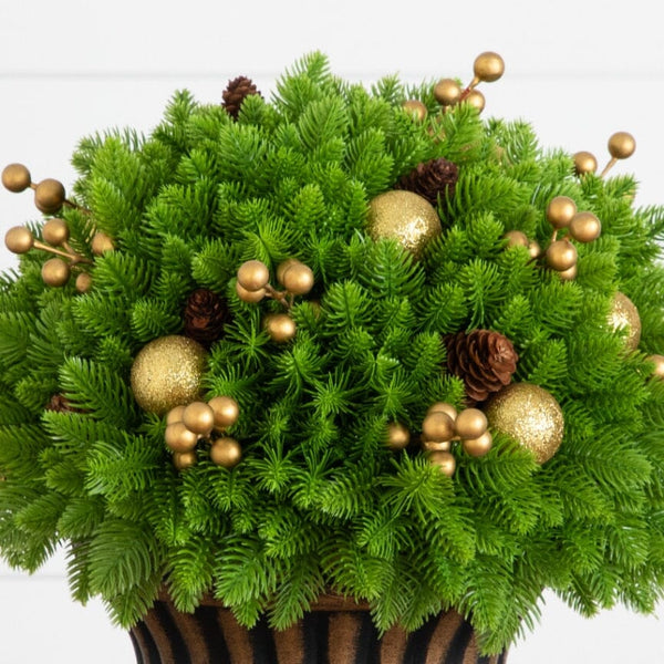 18” UV Resistant Artificial Pre-Lit Christmas Pine Plant with LED Lights in Decorative Planter (Indoor/Outdoor)
