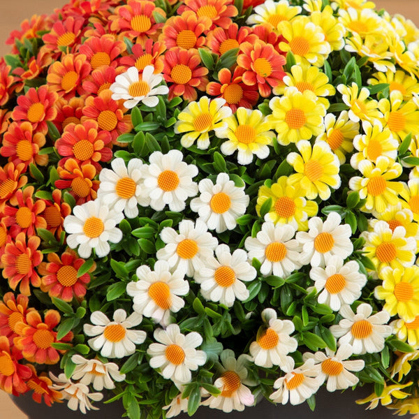 18” UV Resistant Autumn Artificial Fall Mixed Daisy Plant in Pot (Indoor/Outdoor)