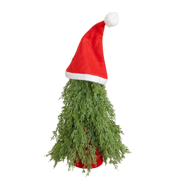 19” Artificial Down Swept Christmas Tree with Santa Hat Topper