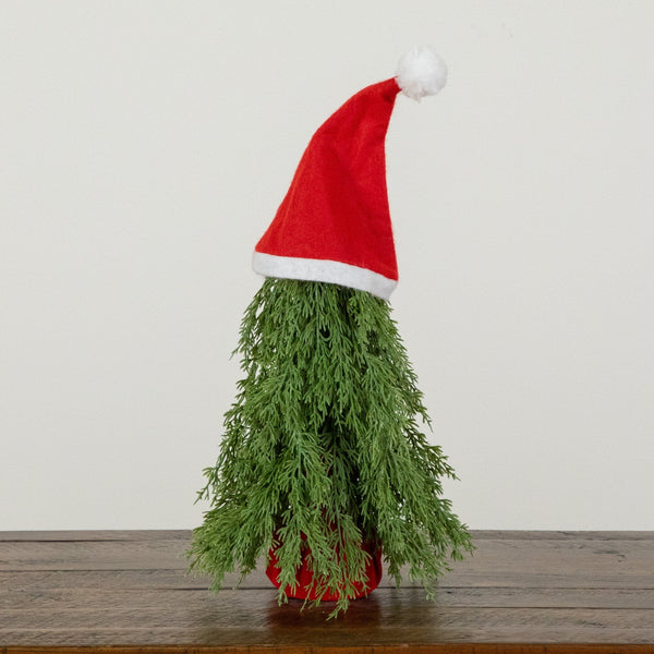 19” Artificial Down Swept Christmas Tree with Santa Hat Topper