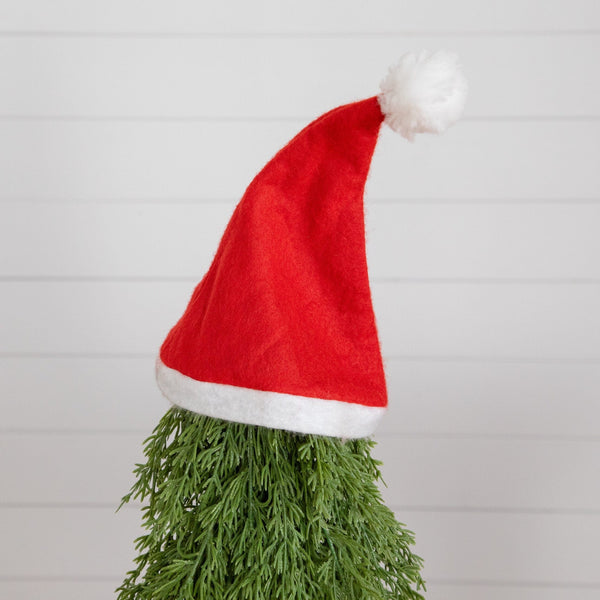 19” Artificial Down Swept Christmas Tree with Santa Hat Topper