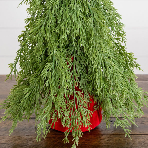 19” Artificial Down Swept Christmas Tree with Santa Hat Topper