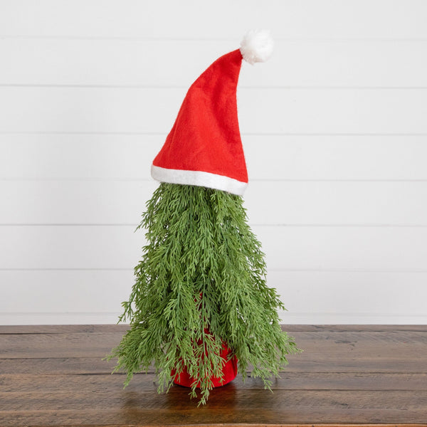 19” Artificial Down Swept Christmas Tree with Santa Hat Topper