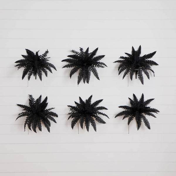 19" Artificial Halloween Black Boston Fern - Set of 6