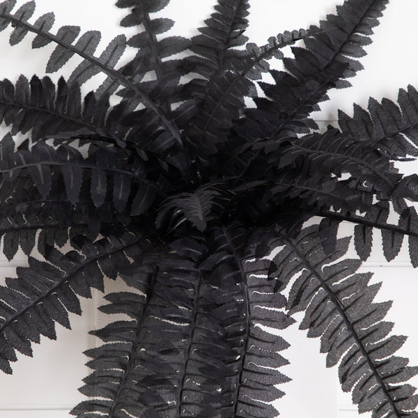 19" Artificial Halloween Black Boston Fern - Set of 6