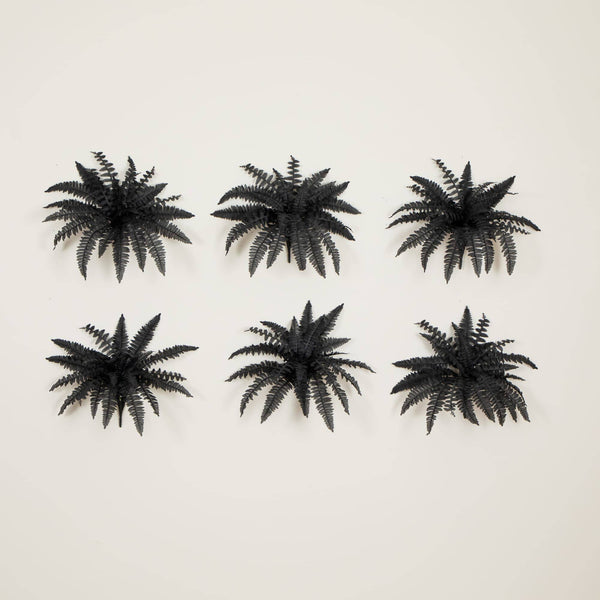 19" Artificial Halloween Black Boston Fern - Set of 6