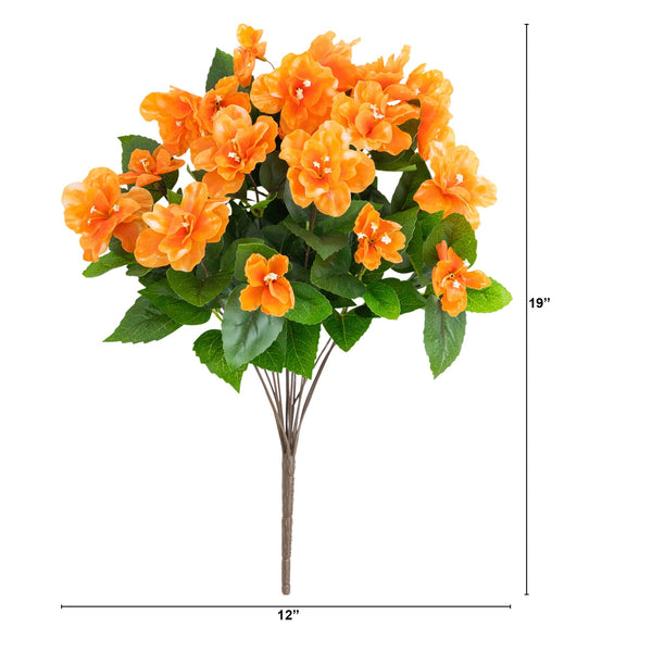 19" UV Resistant Artificial Azalea Bush (Indoor/Outdoor) - Set of 3