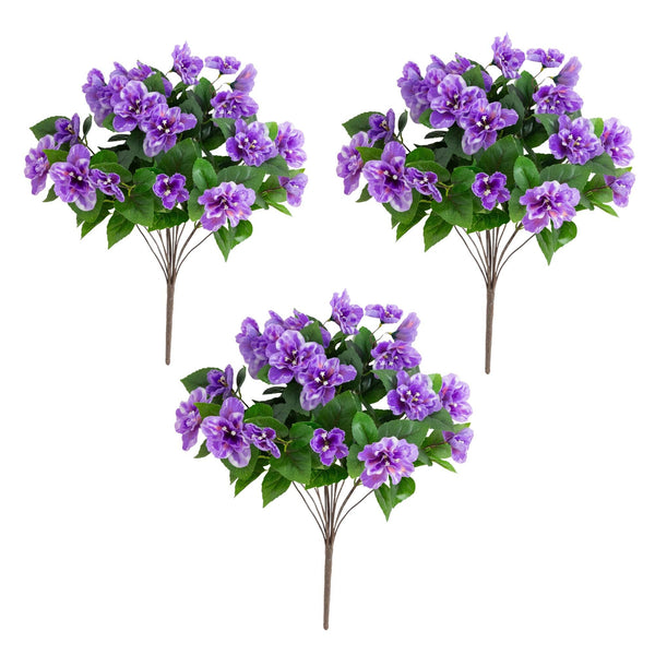 19" UV Resistant Artificial Azalea Bush (Indoor/Outdoor) - Set of 3