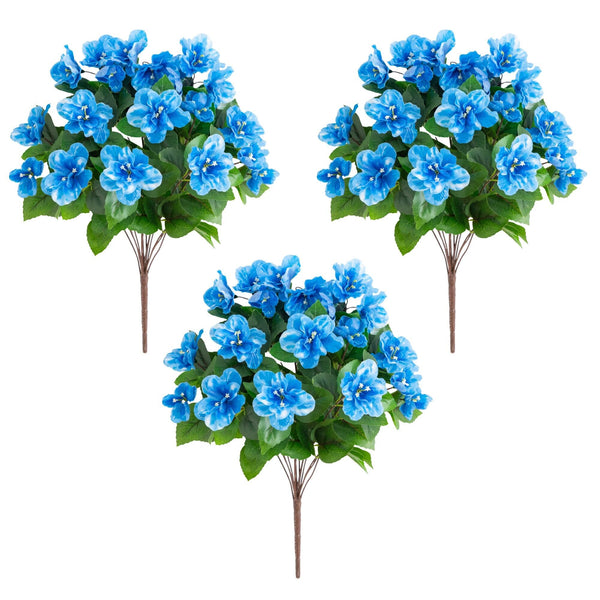19" UV Resistant Artificial Azalea Bush (Indoor/Outdoor) - Set of 3