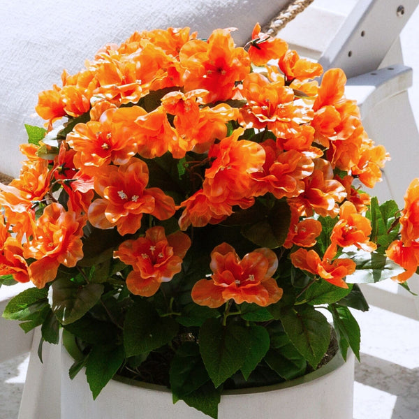 19" UV Resistant Artificial Azalea Bush (Indoor/Outdoor) - Set of 3