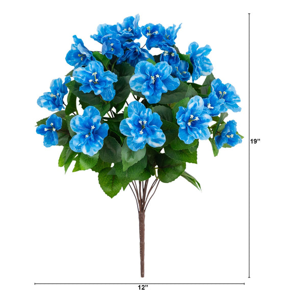 19" UV Resistant Artificial Azalea Bush (Indoor/Outdoor) - Set of 3