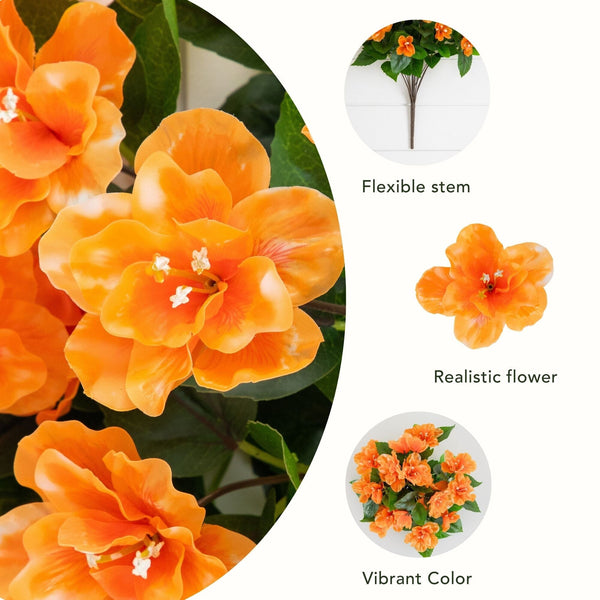 19" UV Resistant Artificial Azalea Bush (Indoor/Outdoor) - Set of 3