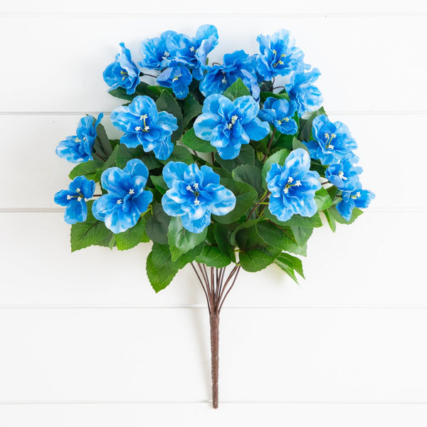 19" UV Resistant Artificial Azalea Bush (Indoor/Outdoor) - Set of 3