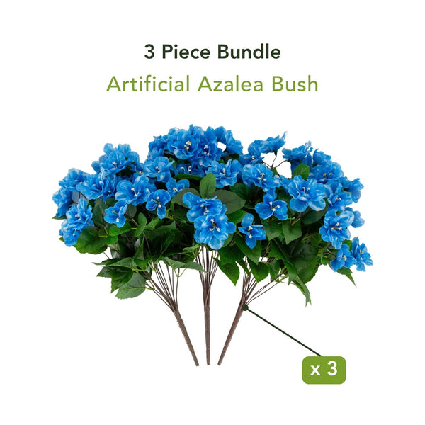 19" UV Resistant Artificial Azalea Bush (Indoor/Outdoor) - Set of 3