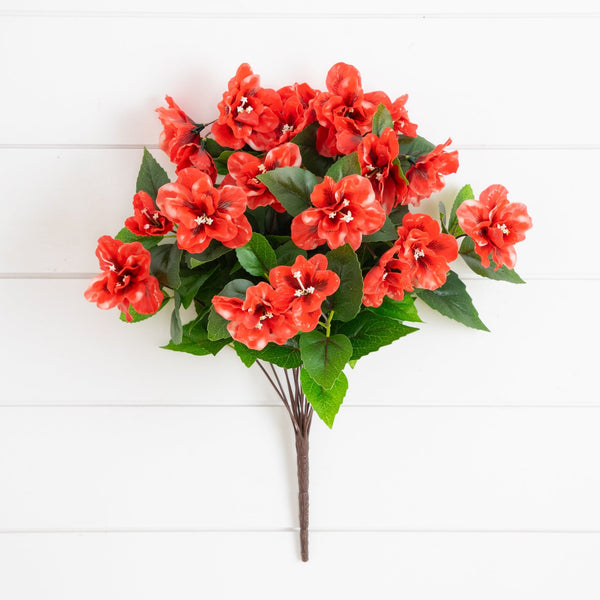 19" UV Resistant Artificial Azalea Bush (Indoor/Outdoor) - Set of 3