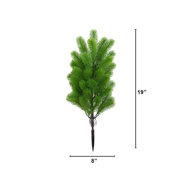 19” UV Resistant Artificial Christmas Pine with Stake (Indoor/Outdoor) - Set of 2