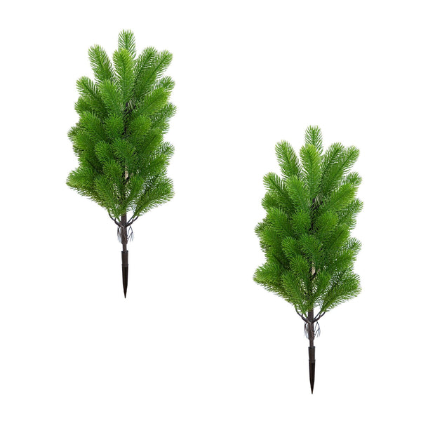 19” UV Resistant Artificial Christmas Pine with Stake (Indoor/Outdoor) - Set of 2