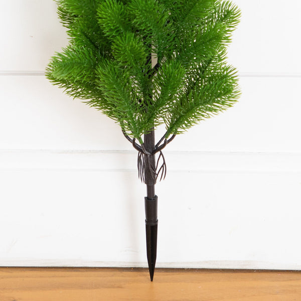 19” UV Resistant Artificial Christmas Pine with Stake (Indoor/Outdoor) - Set of 2