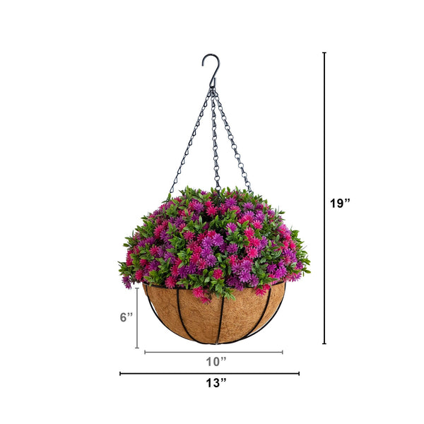 indoor hanging plants lowes 19” UV Resistant Artificial Dandelion and Aptenia Plant in Hanging Bas – Nearly Natural